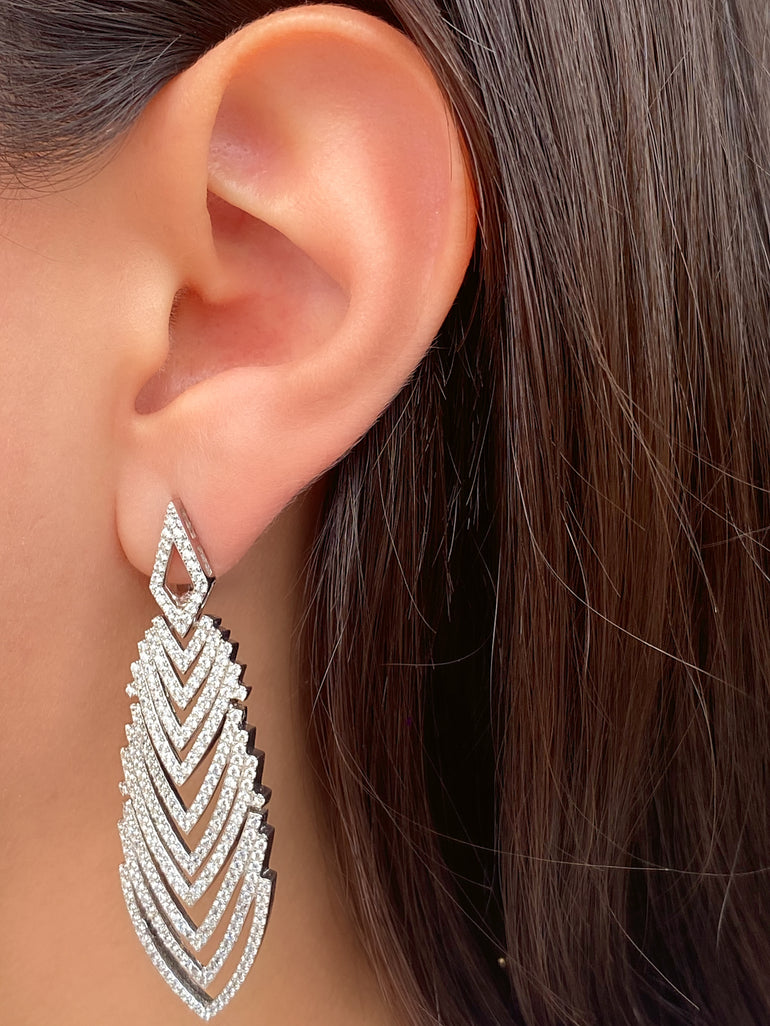 Par Aretes Rombo Con Zirconias