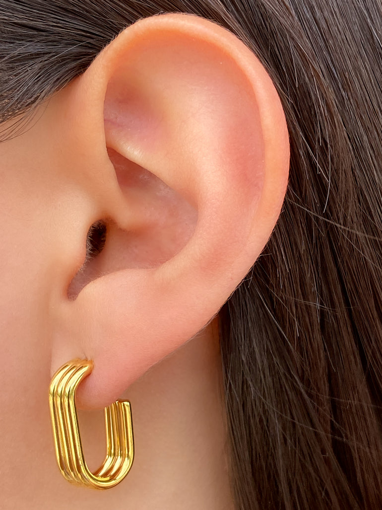 Par Arracada Rectangular Triple