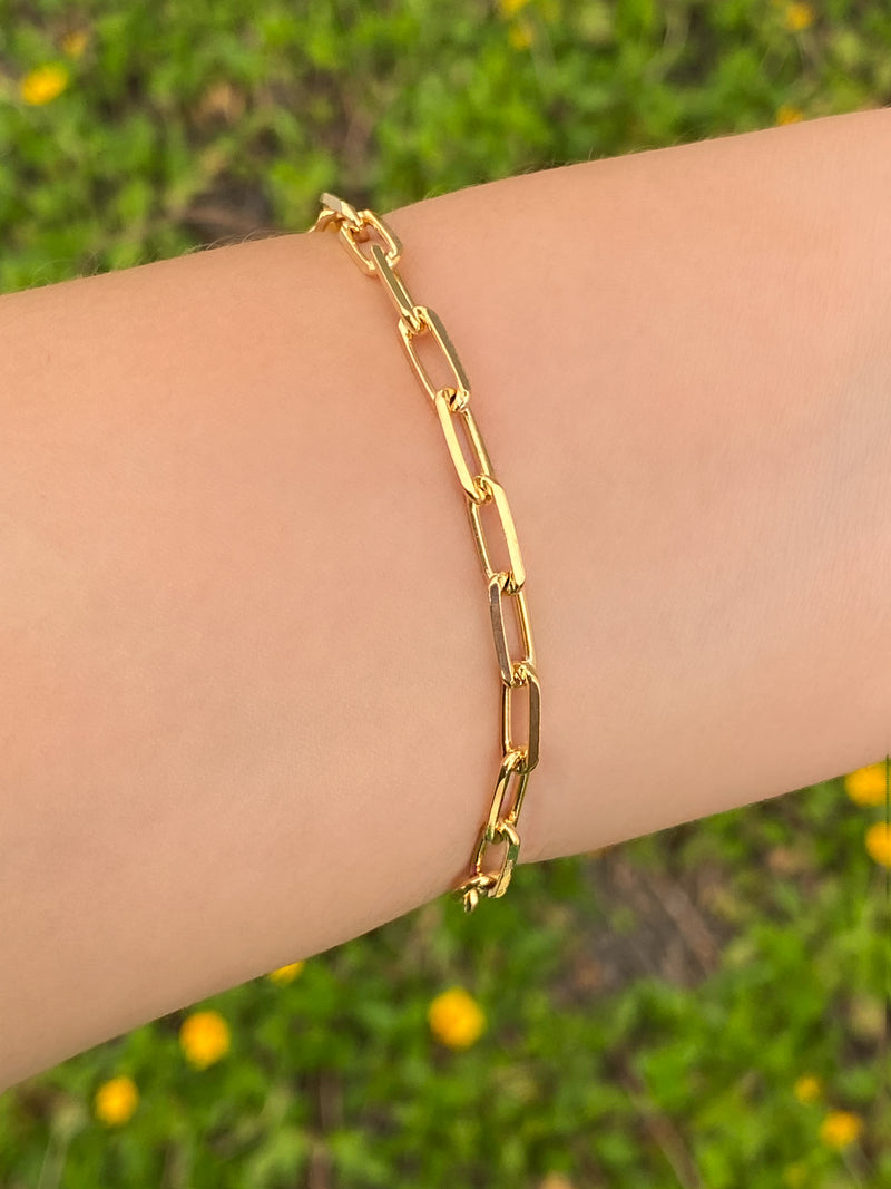 Pulsera Eslabon Dorado Rectangular