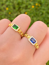 Anillo Eslabon con Baguette Color