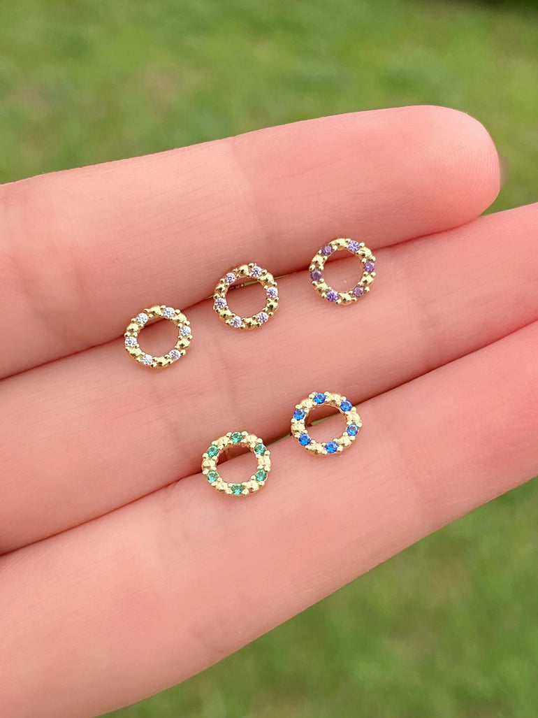 Broquel Círculo De Colores Oro 10k