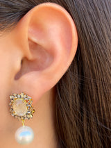 Par Arete Piedra Con Perla