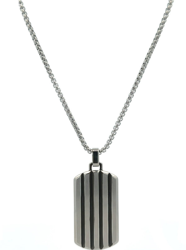 Cadena Dog Tag Líneas Negras