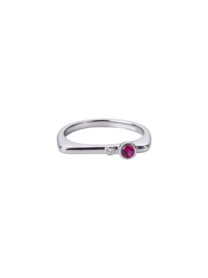 Anillo Rectangular Con Zirconia Birthstone