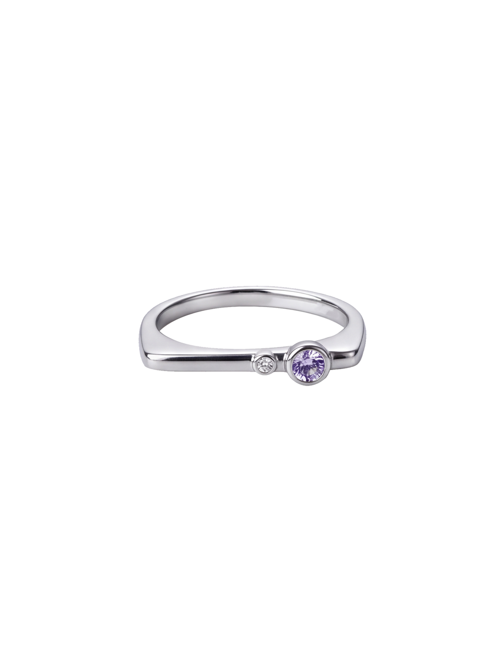 Anillo Rectangular Con Zirconia Birthstone