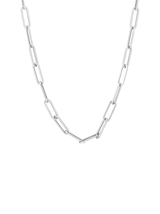 Cadena Eslabon Tipo Clip Oro Blanco 14k