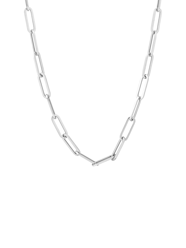 Cadena Eslabon Tipo Clip Oro Blanco 14k