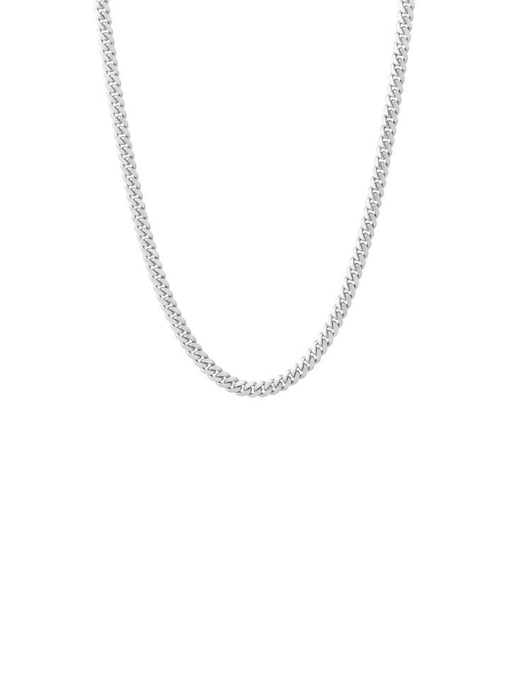 Cadena Delgada Eslabon Cubano 2.6 mm Oro Blanco 14k