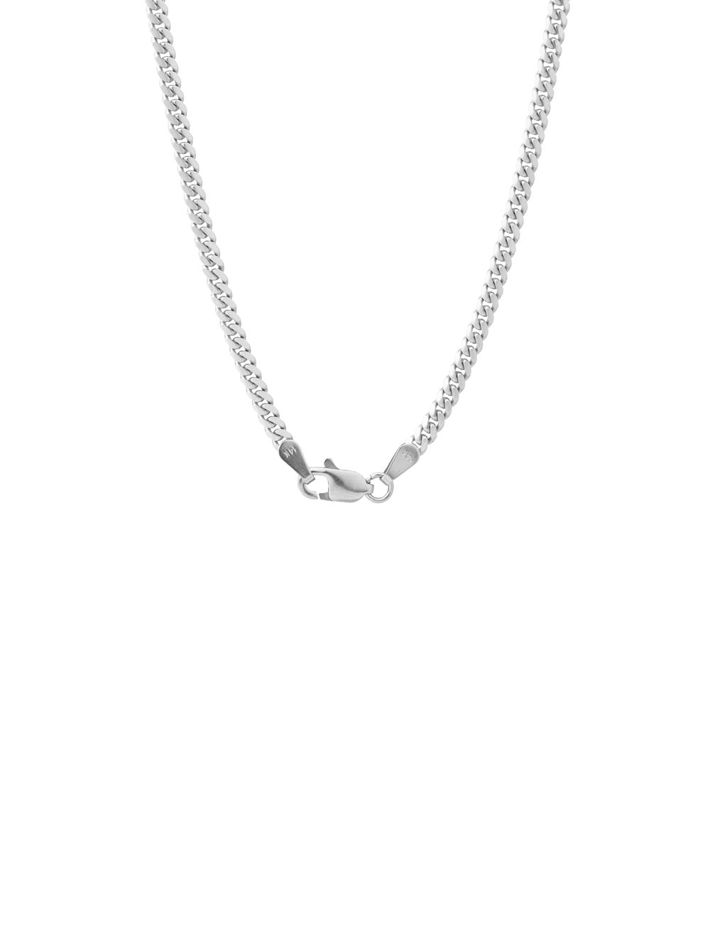 Cadena Delgada Eslabon Cubano 2.6 mm Oro Blanco 14k