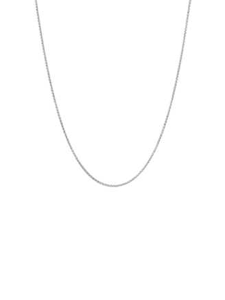 Cadena Delgada Tipo Espiga Oro Blanco 14k