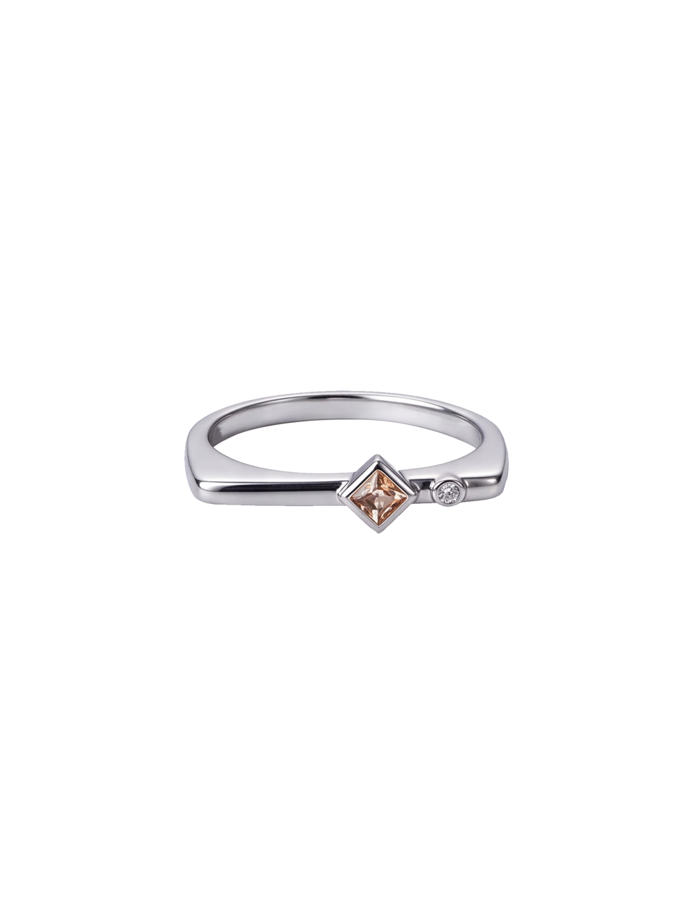 Anillo Rectangular Con Zirconia Birthstone