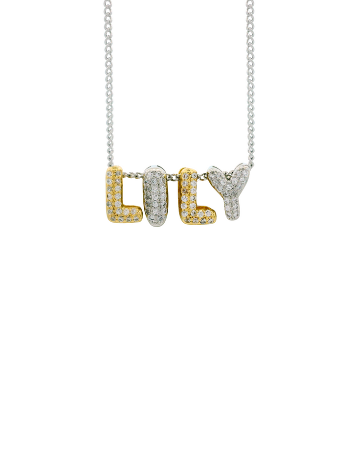 Personaliza Tu Collar Con Inicial Mini Bubble Combinado Zirconias