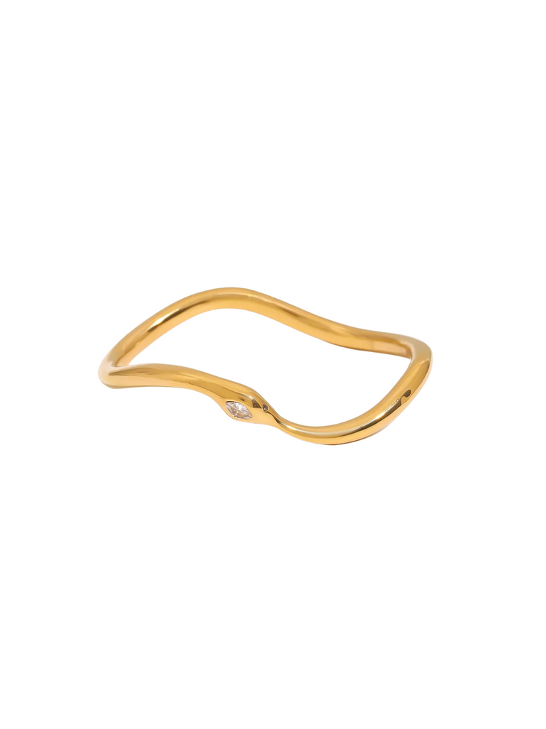 Brazalete Cerrado Ondulado Con Zirconia