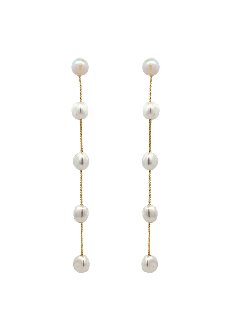 Par Arete Tira Con Perlas