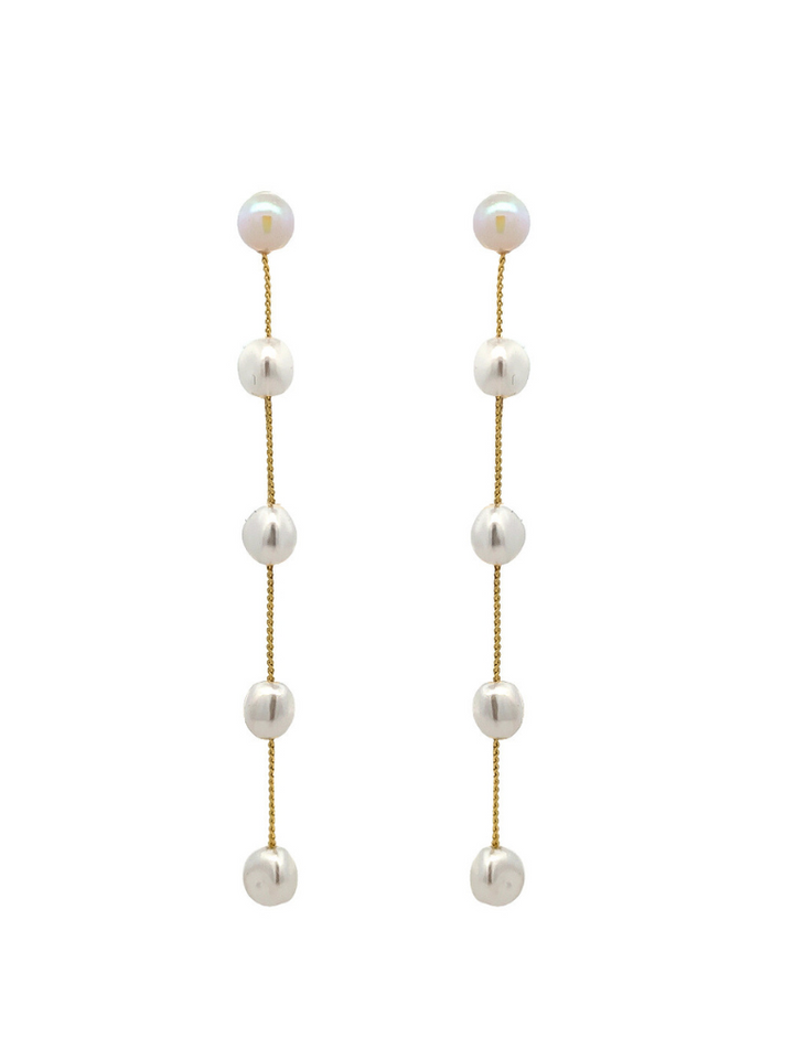 Par Arete Tira Con Perlas
