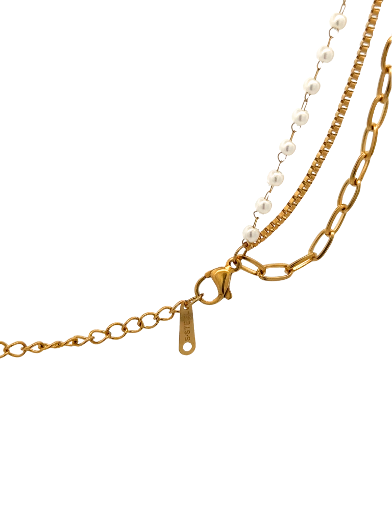 Collar Triple Con Perlitas