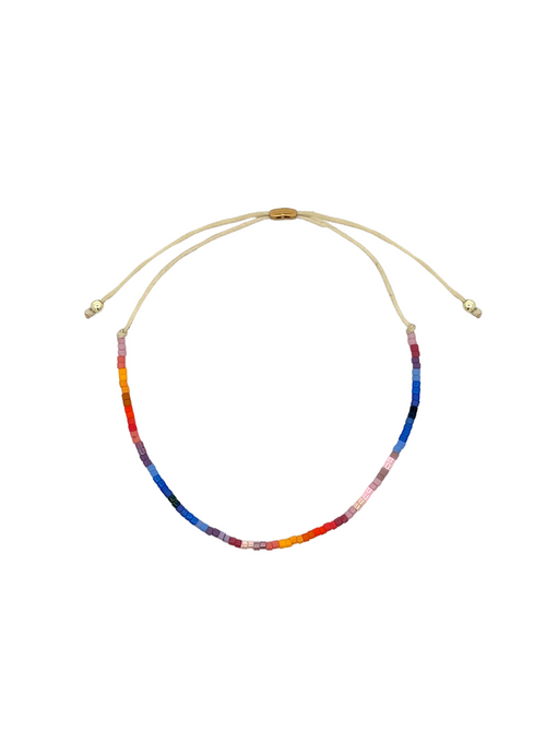 Pulsera Mini Chaquiras Con Bolita Dorada