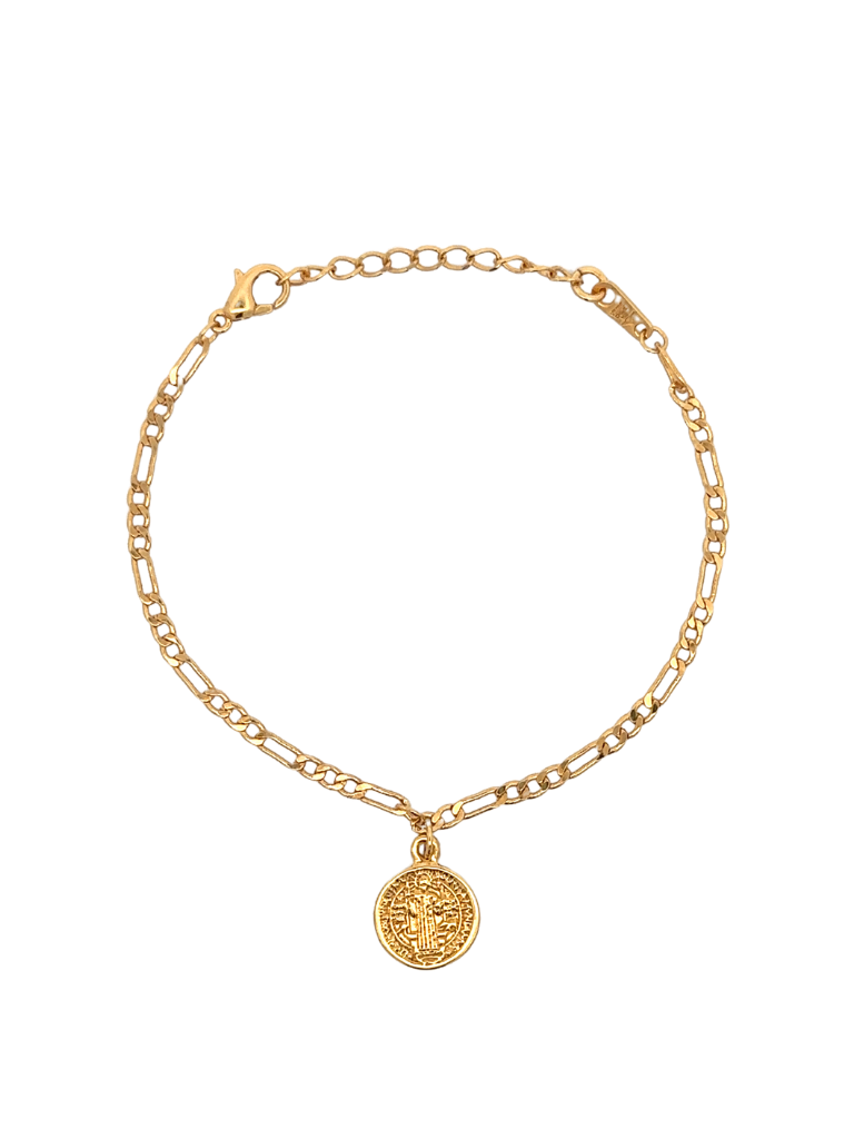 Pulsera Eslabones 3 mm Con San Benito
