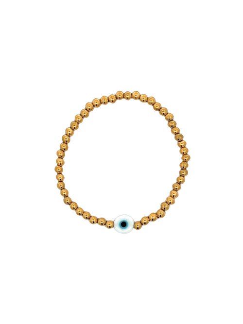 Pulsera Bolitas Doradas Con Ojo