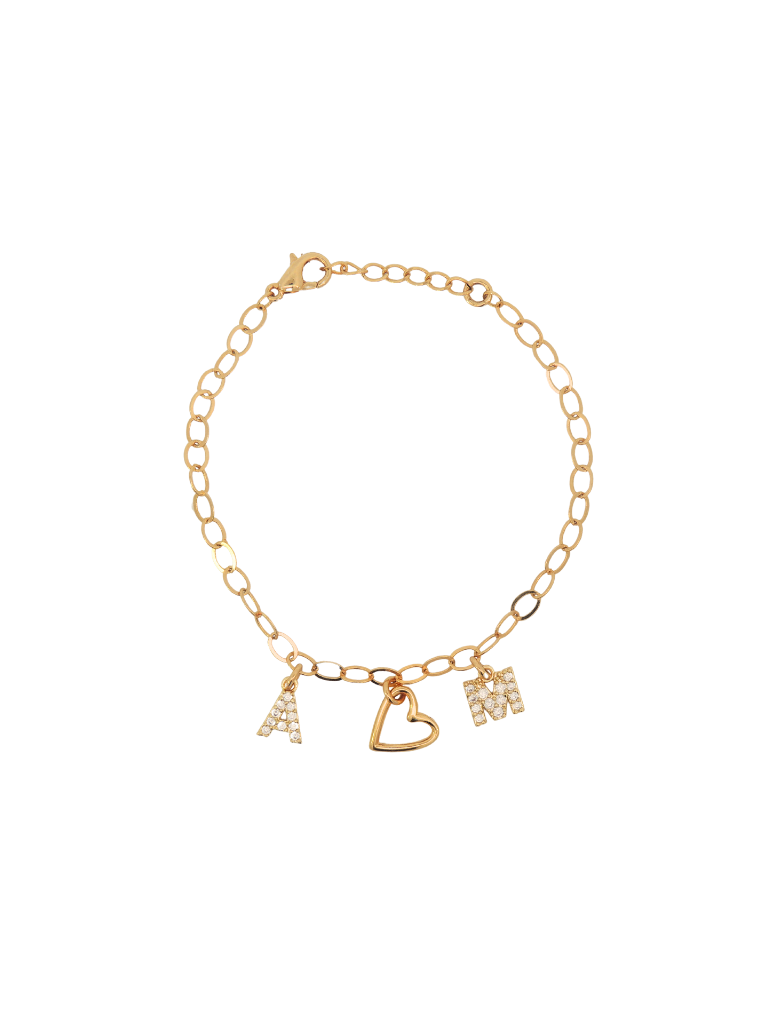 Pulsera Eslabones Inicial y Corazon