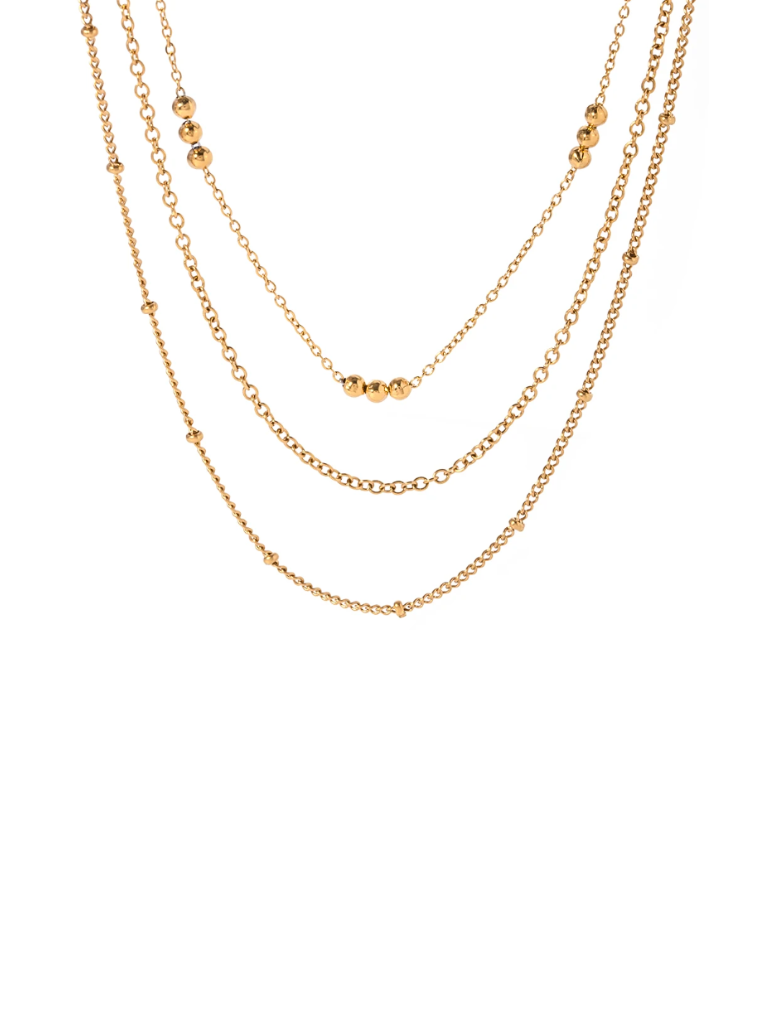 Collar Triple Cadena Bolitas