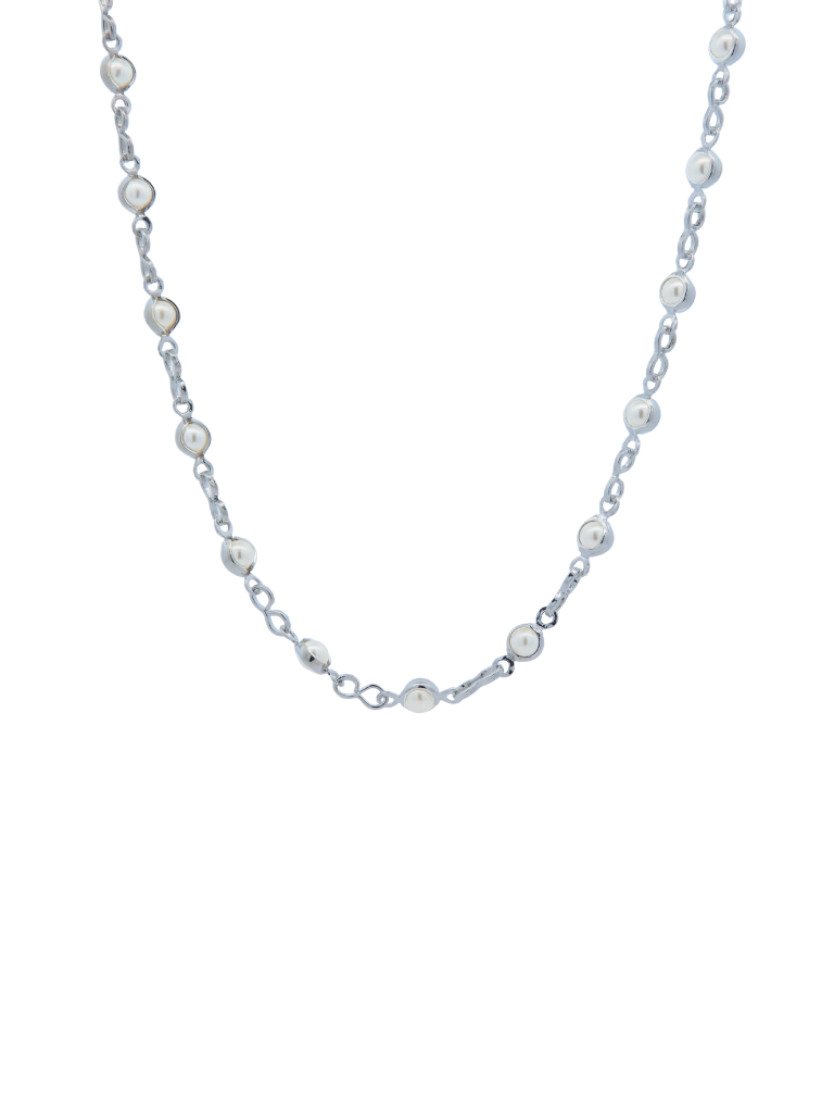 Collar Plateado Con Mini Perlitas