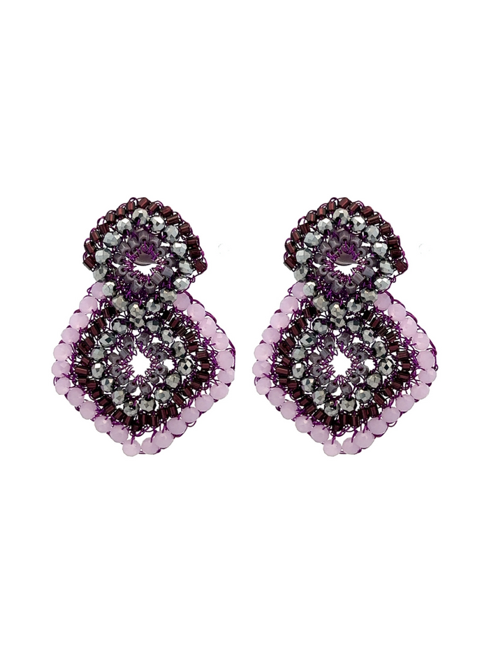 Par Arete Dos Rombos Morado