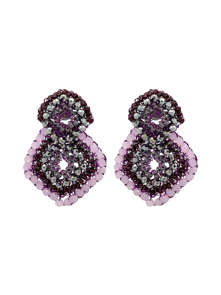Par Arete Dos Rombos Morado
