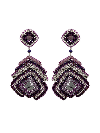Par Arete Rombo Con Colgante Morado