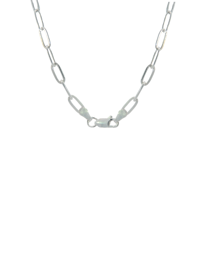 Collar Plateado Eslabon Tipo Clip 4 mm
