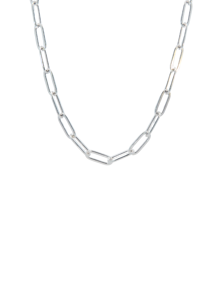 Collar Plateado Eslabon Tipo Clip 5 mm