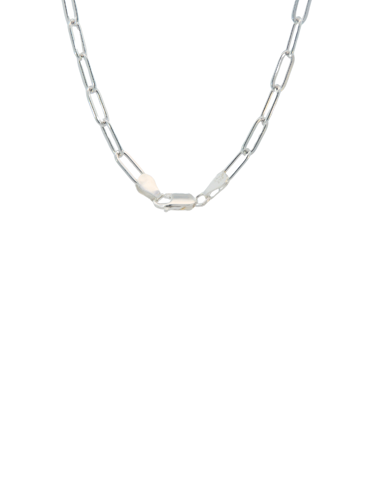 Collar Plateado Eslabon Tipo Clip 5 mm