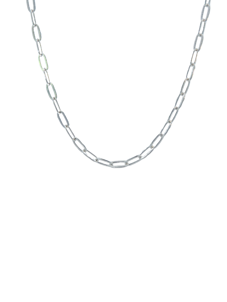 Collar Plateado Eslabon Tipo Clip 3 mm