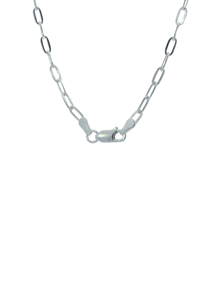 Collar Plateado Eslabon Tipo Clip 3 mm