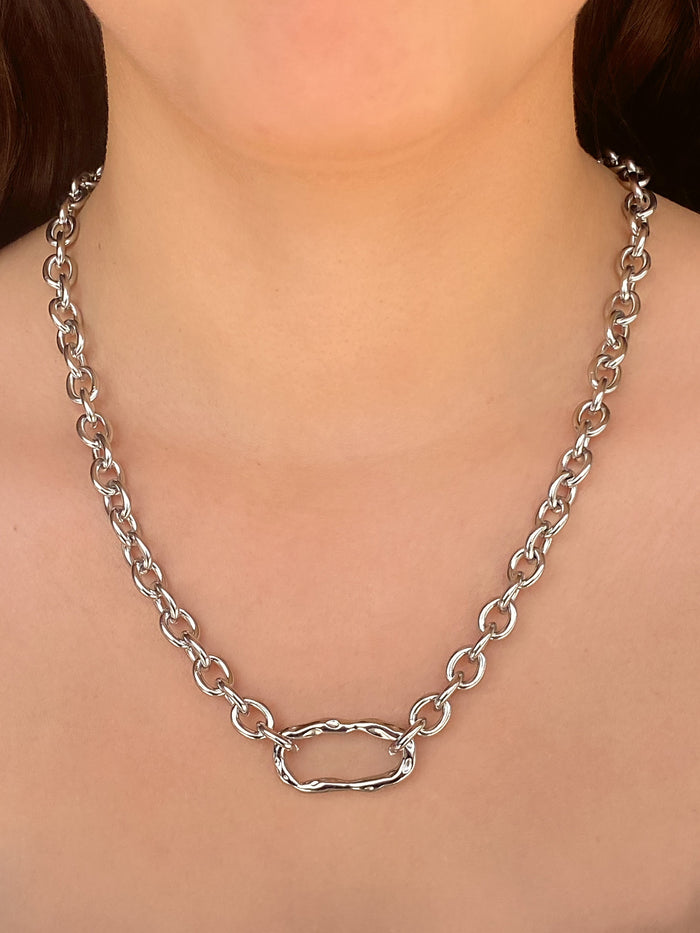 Collar Eslabon Grueso Con Rectangulo