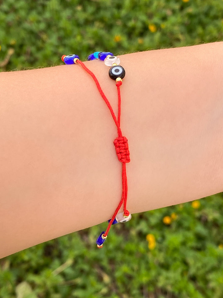 Pulsera Ojos Rainbow Con Hilo Rojo