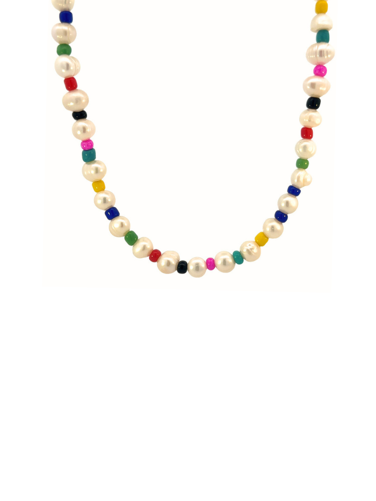 Collar Perlas y Bolitas de Colores