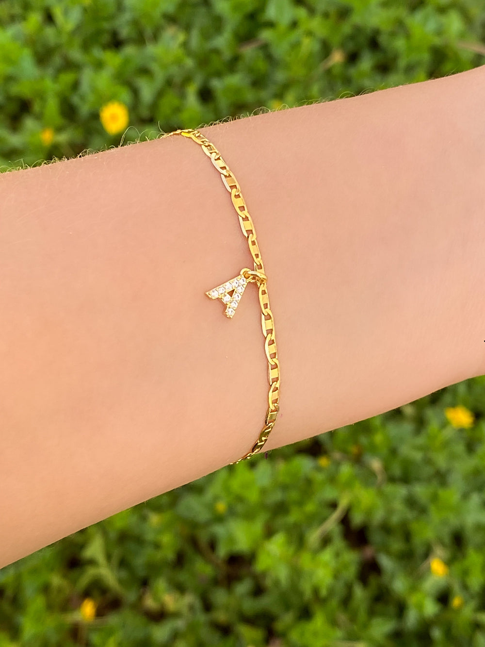Pulsera Eslabon Planchado 3 mm Con Inicial