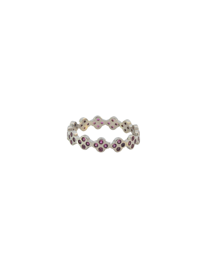 Anillo Rombos con Zirconias Rosas