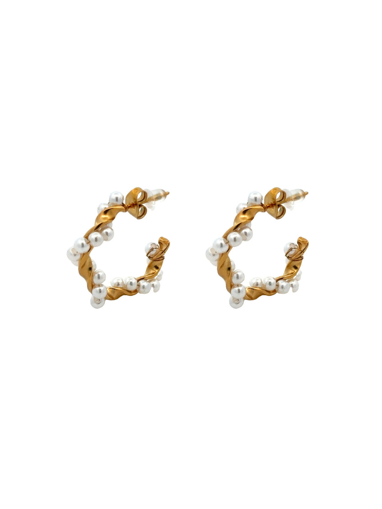 Par Arracada Entrelazada Con Perlas