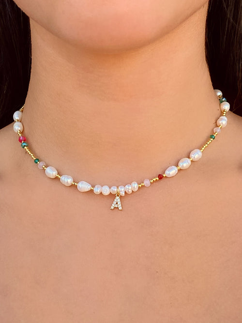 Choker Inicial Piedras y Perlas