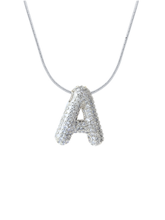 Collar Inicial Balloon Plateado Zirconias