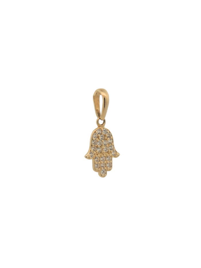 Dije Mano de Fatima Con Zirconias Oro 14k