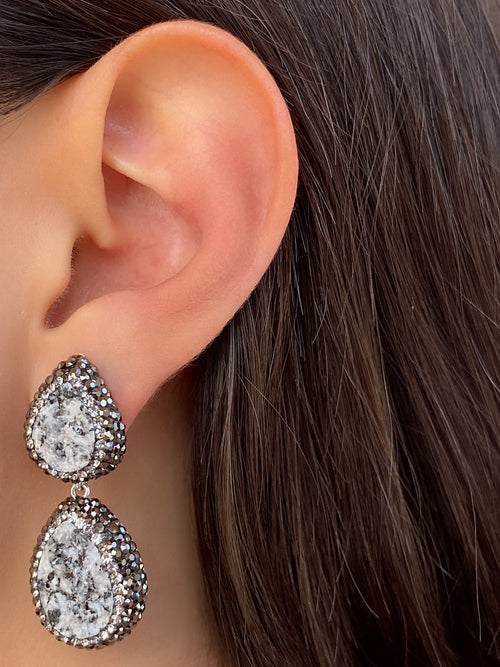 Par Arete Doble Gota Jaspeada