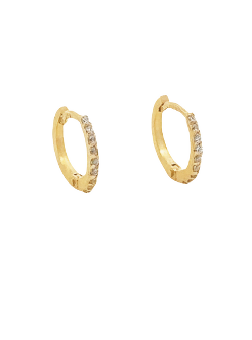 Arracada Mini 7 mm Con Zirconias Oro 14k