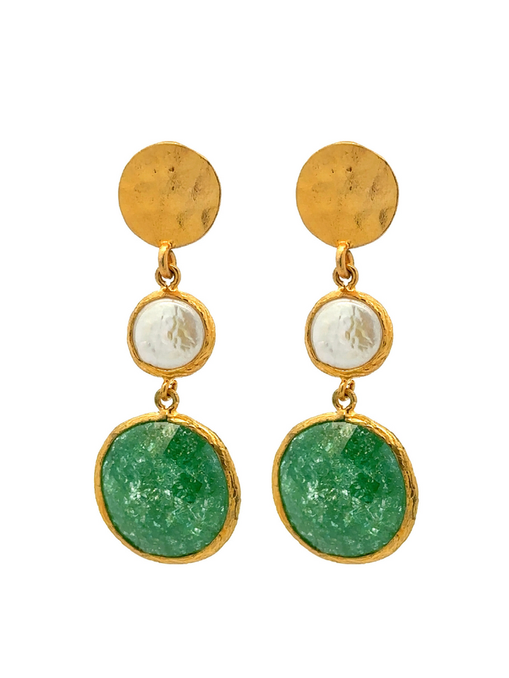 Par Arete Piedra Verde y Perla