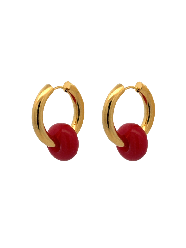 Par Arracada Piedra Roja 2 en 1