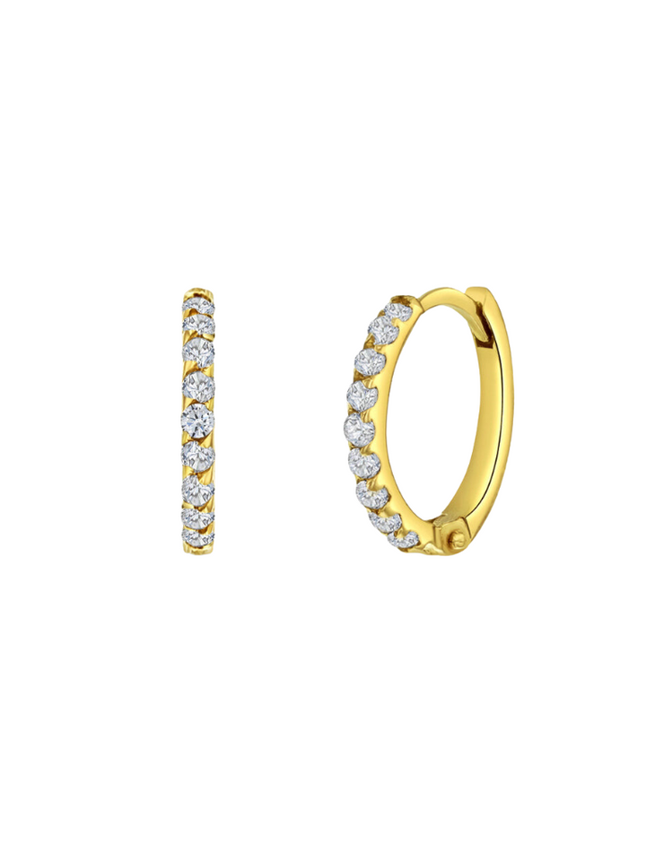 Arracada Con Zirconias 12 mm Oro 14k