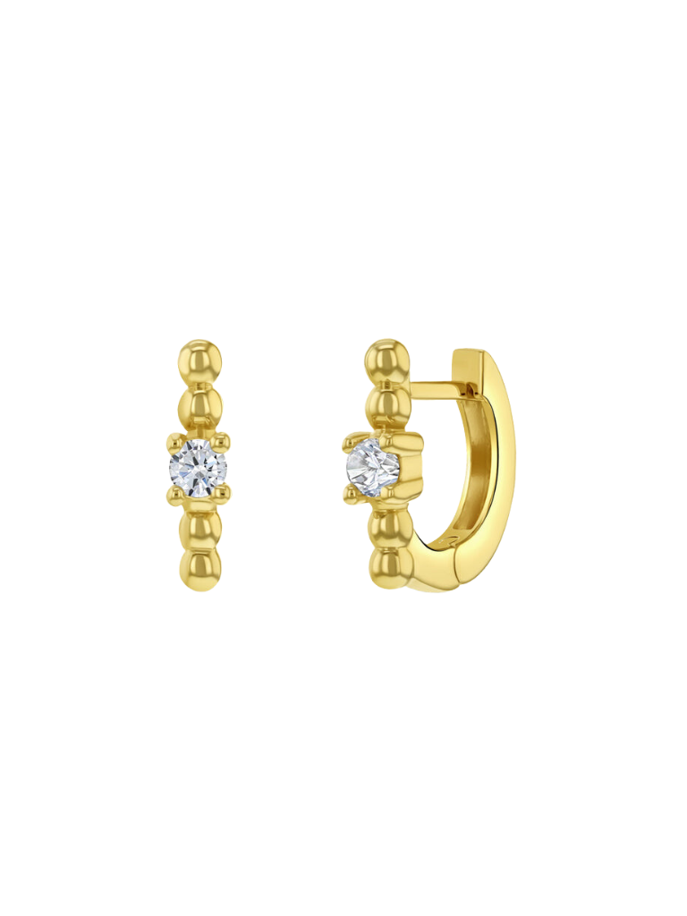 Arracada Dorada Con Bolitas y Zirconia