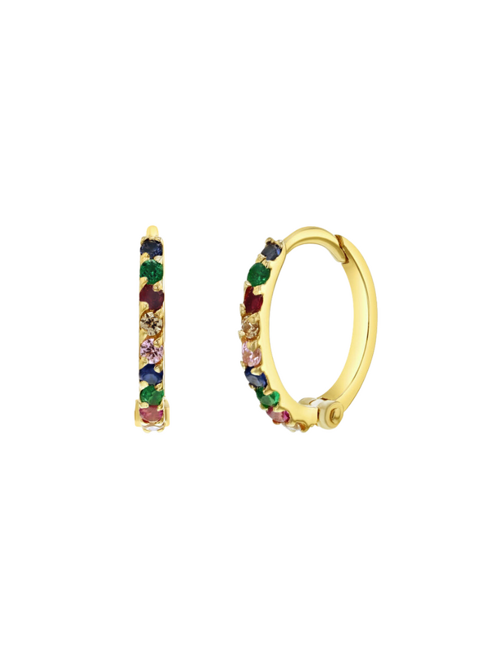 Arracada Con Zirconias Rainbow Oro 14K